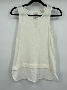 J.Crew Womens White Tank Top Cami Blouse Sleeveless Loose-Fit Stretchy Size XS